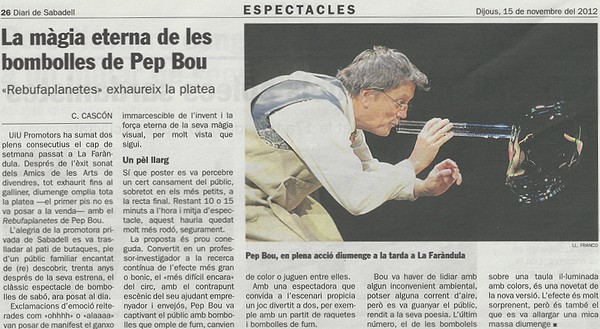 Diari de Sabadell: Crònica espectacle Pep Bou