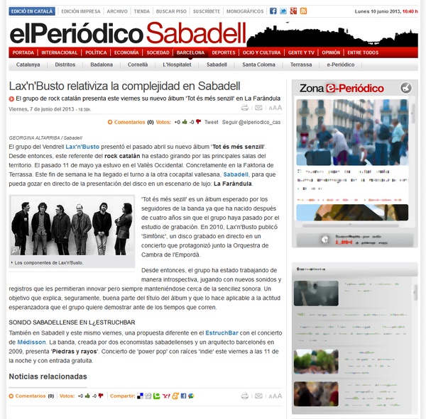 El Periódico: Lax’n’Busto relativiza la complejidad en Sabadell