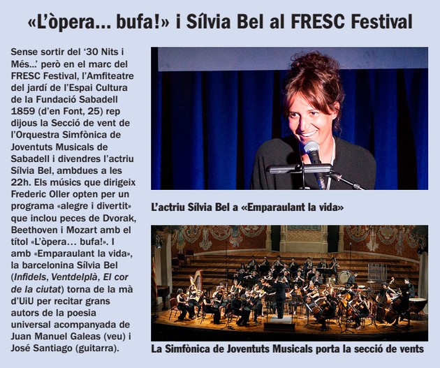 Diari de Sabadell: «L’òpera… bufa!» i Sílvia Bel al FRESC Festival