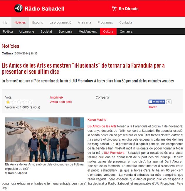 Ràdio Sabadell: Els Amics de les Arts “il·lusionats” de tornar a SBD