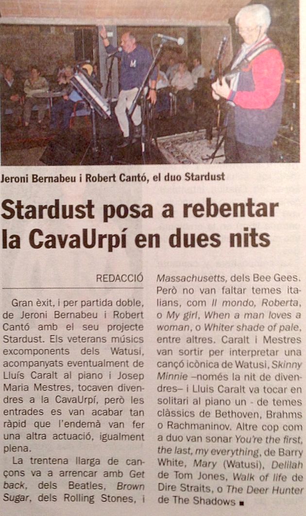 Diari de Sabadell: Stardust posa a rebentar la CAVAURPÍ en dues nits