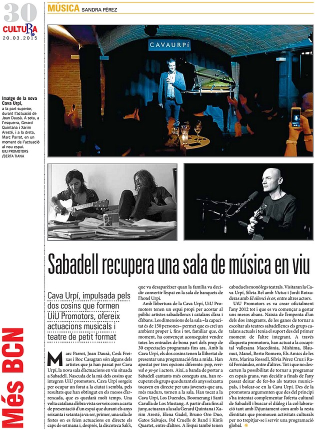 El Punt Avui: Sabadell recupera una sala de música en viu