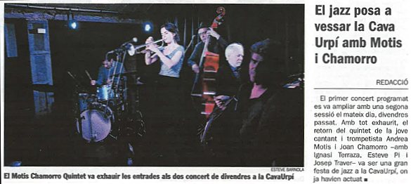 Diari de Sabadell: El jazz posa a vessar la CAVAURPÍ amb Motis i Chamorro