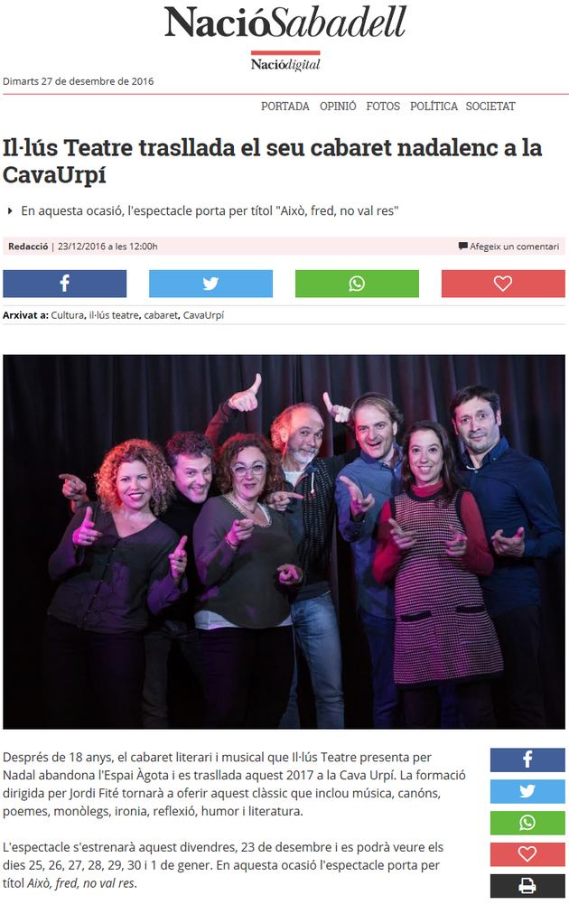 Nació Digital: Il·lús Teatre trasllada el seu cabaret nadalenc a la CavaUrpí